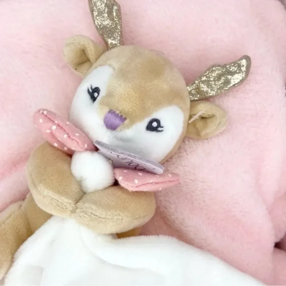 DouDou Et Compagnie Paris Pink Deer Comforter and Blanket